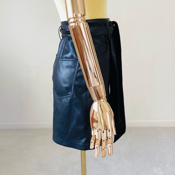 Nanushka Black Slit Pockets Button Closure Mini Skirt SZ XS - Picture 4 of 7